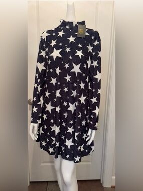L&B Black and White Star Print  Dress-XL